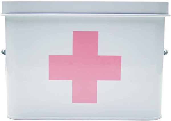 Rose Pink Retro Enameled First Aid Box For Medicine Storage.jpg