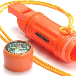 Se 5 In 1 Orange Survival Whistle With Compass Signaling Mirror Lanyard.jpg