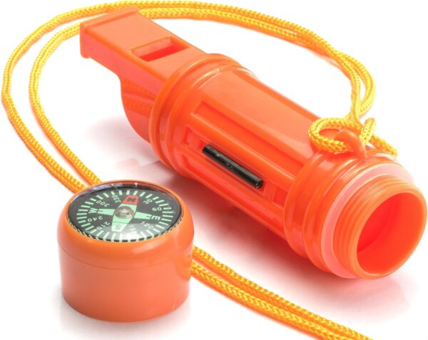 Se 5 In 1 Orange Survival Whistle With Compass Signaling Mirror Lanyard.jpg