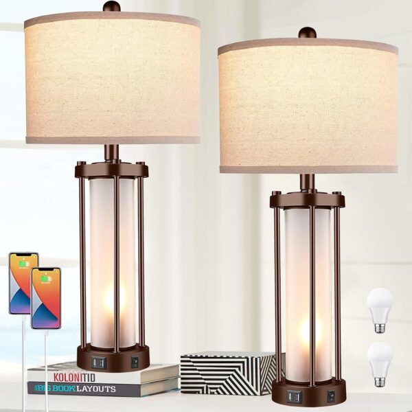 Set Of 2 Farmhouse Lamps For Living Room Rustic Vintage.jpg