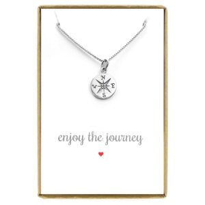 Small Compass Necklace Sterling Silver Enjoy The Journey Necklace Graduation.jpg