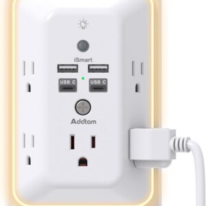 Surge Protector Outlet Extender With Night Light Addtam 5 Outlet Splitter.jpg