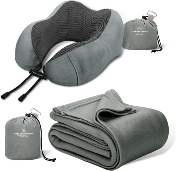 Travel Pillow And Blanket Set Neck Pillow Airplane Memory Foam.jpg