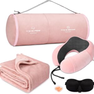 Travel Pillow And Blanket Set Neck Pillows Travel Essentials With.jpg