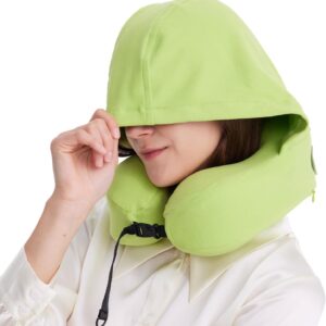 Travel Pillow With Hood For Airplane 100 Pure Memory Foam.jpg