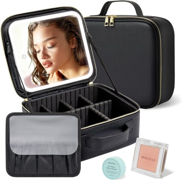 Travel Makeup Bag With Led Mirrorrechargeable Vanity Mirror With 3.jpg