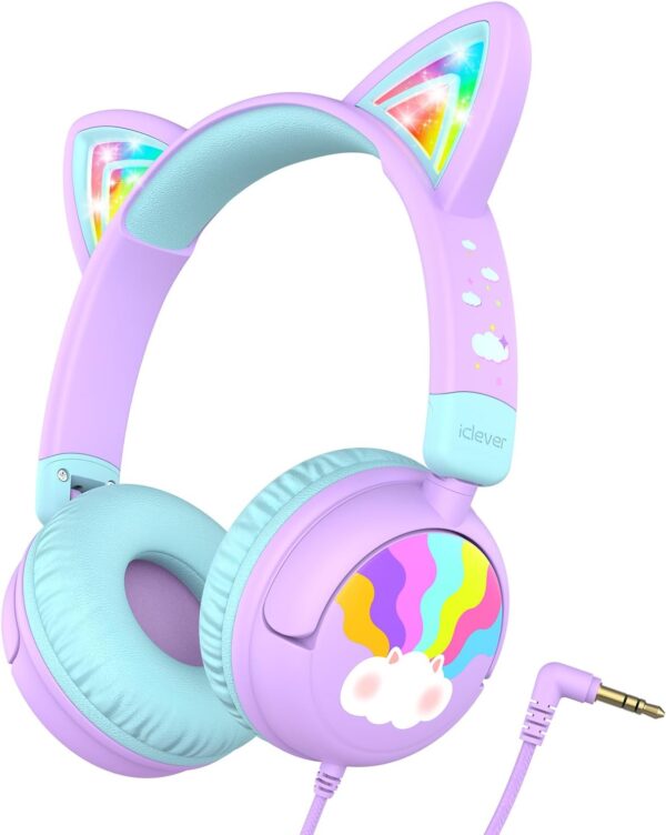 Iclever Kids Headphones Cat Ear Led Light Up 85dba Safe.jpg