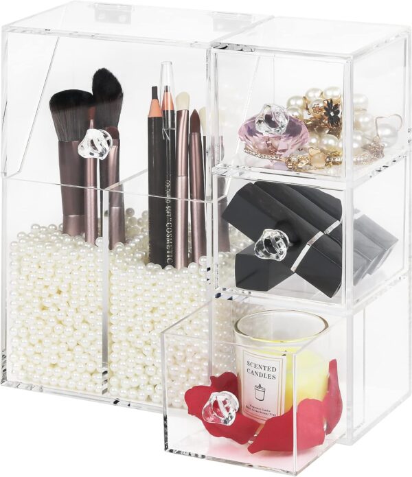 Weddingwish Makeup Brush Holder With 3 Drawers Acrylic Makeup Organizer.jpg