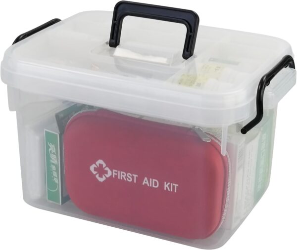 1 Pack Clear First Aid Kit Container Travel Medicine Storage Box.jpg