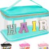 Chenille Letter Clear Makeup Bags Hair Pouch Preppy Patch Makeup.jpg